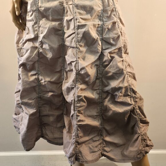 Elan Gathered Ruched Cotton Maxi Skirt Size S Boho Festival Variegated Taupe - Picture 4 of 11